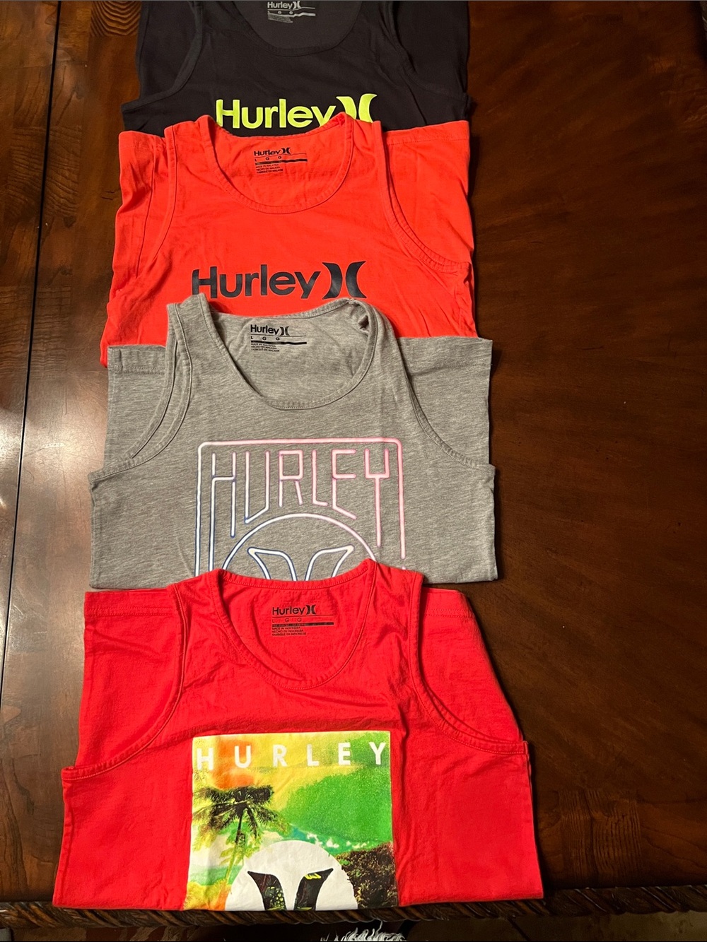 Hurley Kids Tank Tops in Black, Bright Coral, Gray, and Red